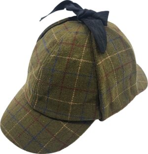 Ruudumustriga deerstalker-müts